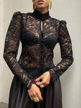 Load image into Gallery viewer, Elegant Lace See Through Shirt