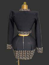 Load image into Gallery viewer, Monaco Black &amp; Gold Structured Two-Piece Set
