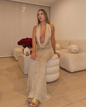 Load image into Gallery viewer, Lace-up Knit Beach Maxi Dress