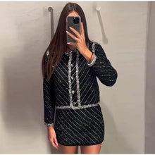 Load image into Gallery viewer, Elegant Tweed Jackets Mini Skirt Set