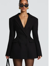 Load image into Gallery viewer, Solid Waist Cinching Blazer Dress