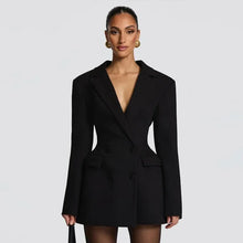 Load image into Gallery viewer, Solid Waist Cinching Blazer Dress