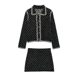 Elegant Tweed Jackets Mini Skirt Set