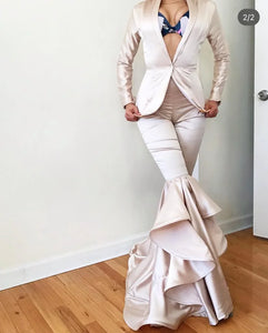 2 Pieces Champagne Prom Dress