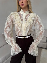 Load image into Gallery viewer, Lace Ruffled Printed Shirt