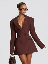 Load image into Gallery viewer, Solid Waist Cinching Blazer Dress
