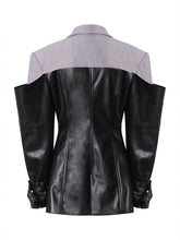 Load image into Gallery viewer, Fashion PU Leather Patchwork Blazer