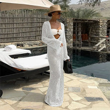 Load image into Gallery viewer, Sexy U-neck Bell Sleeve Knit Maxi Dress