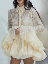 Load image into Gallery viewer, Sheer Spliced Ruffles Folds Mini Dress