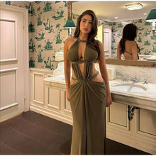 Load image into Gallery viewer, Hollow Out Sequin Halter Dress