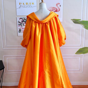 Bow Lapel Collar Taffeta Cape