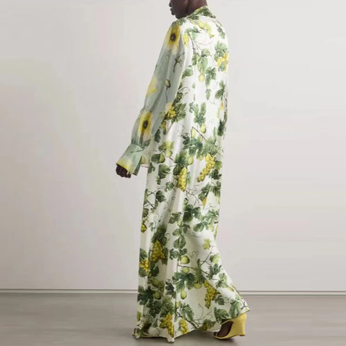 Boho Style Floral Print Loose Long Dress