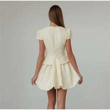 Load image into Gallery viewer, Tweed Puffy Sleeve Shirt Bubble Skirt Set