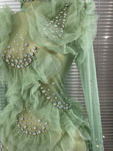 Load image into Gallery viewer, Sparkly Rhinestone Mesh See Through Mini Dress