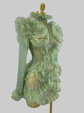 Load image into Gallery viewer, Sparkly Rhinestone Mesh See Through Mini Dress