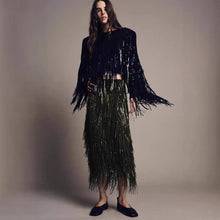Load image into Gallery viewer, Elegant Tassel Sequin Irregular Long Skirt