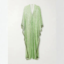 Load image into Gallery viewer, Sage Mirage Tassel Kaftan – The Mineli Edit