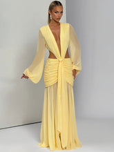 Load image into Gallery viewer, Long Sleeve Sexy Maxi Dress