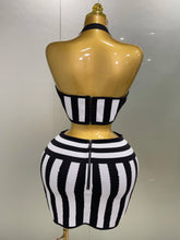 Load image into Gallery viewer, Bodycon Striped Bandage Skirt Set