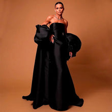 Load image into Gallery viewer, Black Satin Evening Dress