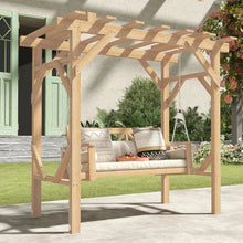 Load image into Gallery viewer, Cedar Wood Pergola Swing Bench 3-Seat
