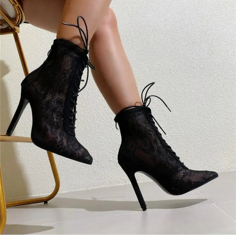 Black Mature Mesh Boots
