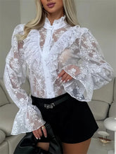 Load image into Gallery viewer, Lace Ruffled Printed Shirt