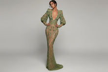 Load image into Gallery viewer, Luxurious Beaded Long Sleeve Evening Gown