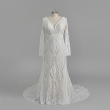 Load image into Gallery viewer, Long Split Bell Sleeves Boho Bridal Gowns