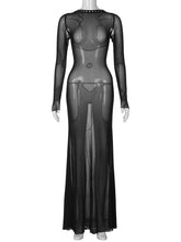 Load image into Gallery viewer, Mesh Black Long Sleeve Backless See Through