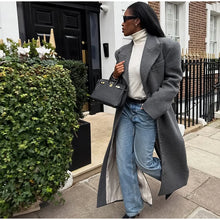 Load image into Gallery viewer, Fashion Waist Cinching Woolen Long Coat