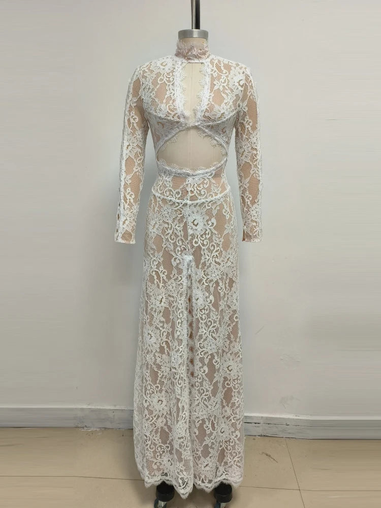 Lace Cut Out Design Long Dress