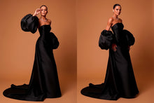 Load image into Gallery viewer, Black Satin Evening Dress