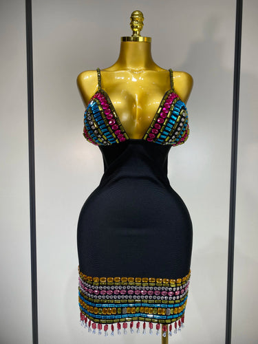 Sparkly Colorful Diamonds  Bandage Dress