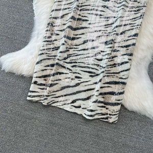 Leopard Print PU Leather Skirt