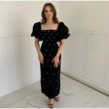 Load image into Gallery viewer, Elegant Puff Sleeve Pearl Long Dress