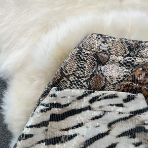 Leopard Print PU Leather Skirt