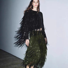 Load image into Gallery viewer, Elegant Tassel Sequin Irregular Long Skirt