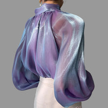 Load image into Gallery viewer, Satin Blouses Stylish Big Bow Shirt