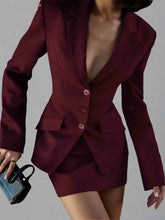 Load image into Gallery viewer, Blazer With High Waist Mini Skirt Set