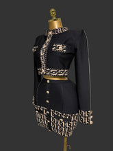 Load image into Gallery viewer, Monaco Black &amp; Gold Structured Two-Piece Set