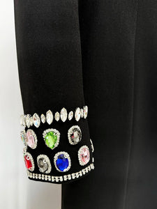 Long Sleeve Colors Diamonds Rhinestone Beaded Long Maxi Dress