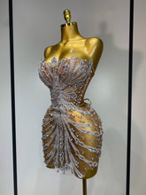 Load image into Gallery viewer, Strapless Rhinestones  Mini Dress