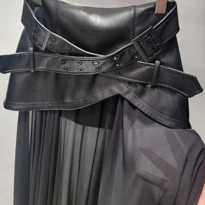 PU Leather Long Skirt