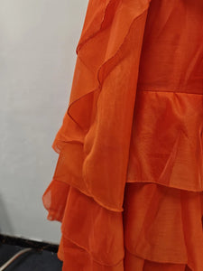 Solid Spliced Ruffles Elegant Dress