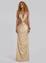 Load image into Gallery viewer, Metallic Backless Evening Dress