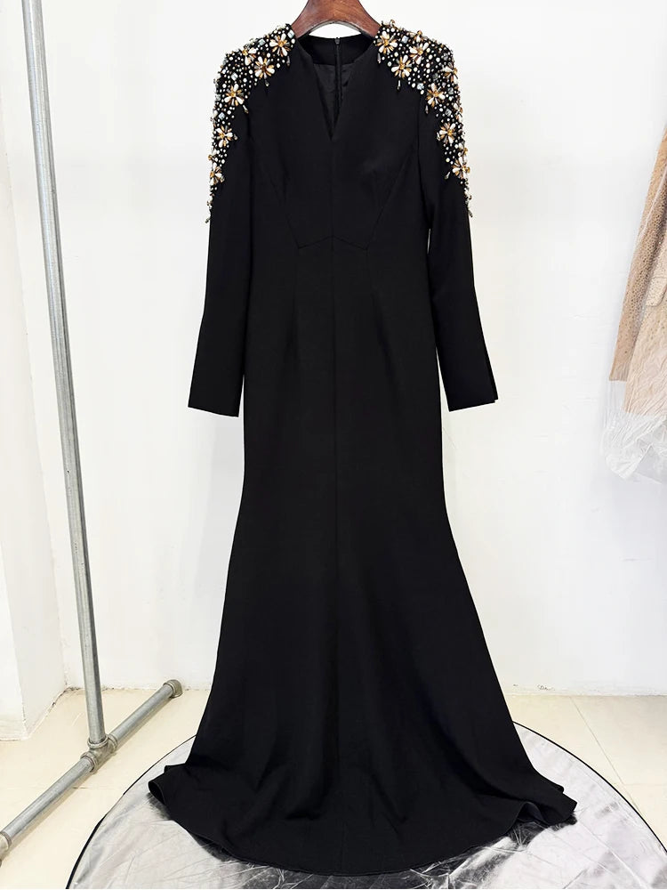 Beaded Split Long Maxi Dress