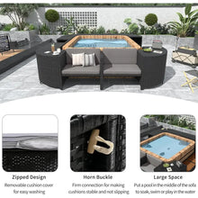Load image into Gallery viewer, Gray Outdoor Rattan Sectional Sofa Set