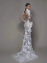 Load image into Gallery viewer, Illusion High Slit Gown Vintage Mermaid Long Dress