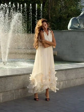 Load image into Gallery viewer, Solid White Ruffle Maxi Dress